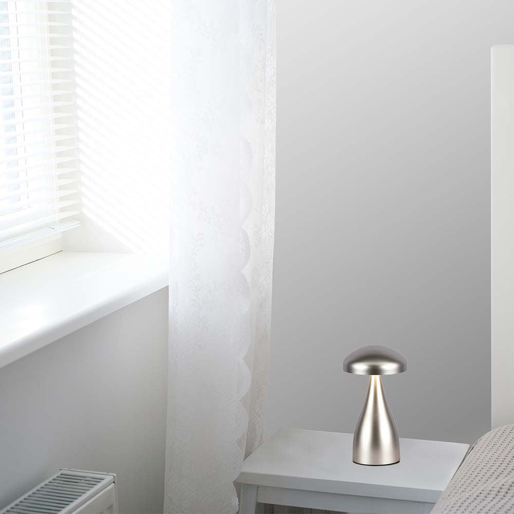 Lampka nocna LED zasilana bateryjnie / Wysokość:22cm / Bateria 1800mAh / Ściemnianie przez dotyk / Barwa:3w1 / Obudowa: Szampańskie złoto