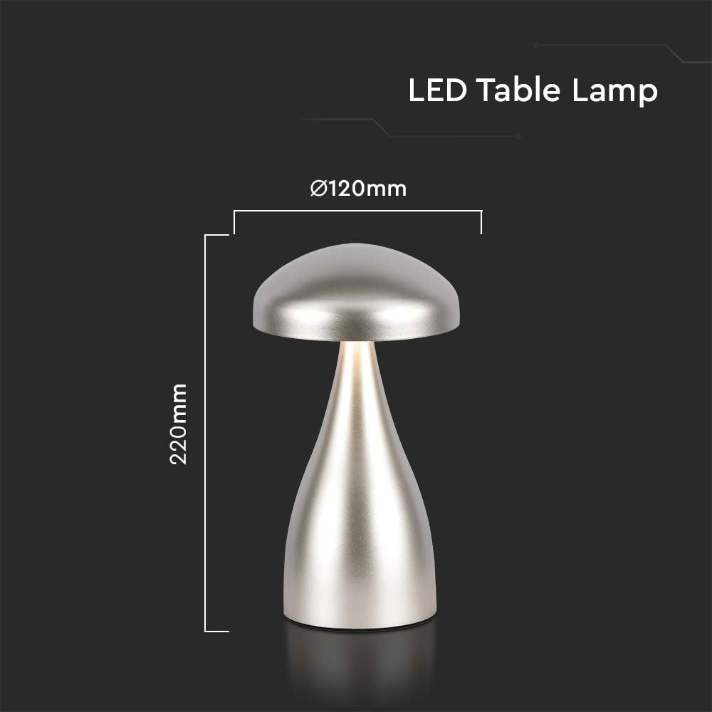 Lampka nocna LED zasilana bateryjnie / Wysokość:22cm / Bateria 1800mAh / Ściemnianie przez dotyk / Barwa:3w1 / Obudowa: Szampańskie złoto