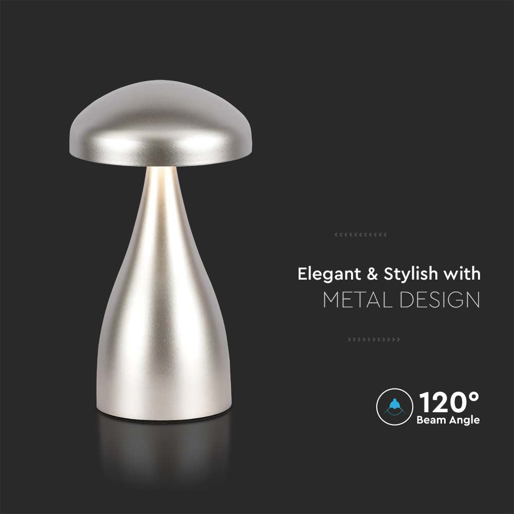 Lampka nocna LED zasilana bateryjnie / Wysokość:22cm / Bateria 1800mAh / Ściemnianie przez dotyk / Barwa:3w1 / Obudowa: Szampańskie złoto