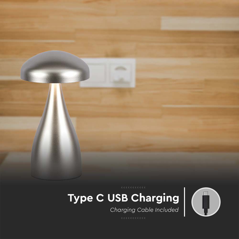 Lampka nocna LED zasilana bateryjnie / Wysokość:22cm / Bateria 1800mAh / Ściemnianie przez dotyk / Barwa:3w1 / Obudowa: Szampańskie złoto