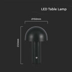Lampka nocna LED zasilana bateryjnie / Wysokość:25cm / Bateria 1800mAh / Ściemnianie przez dotyk / Barwa:3w1 / Obudowa: Czarna