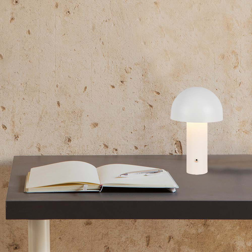 Lampka nocna LED zasilana bateryjnie / Wysokość:25cm / Bateria 1800mAh / Ściemnianie przez dotyk / Barwa:3w1 / Obudowa: Biała