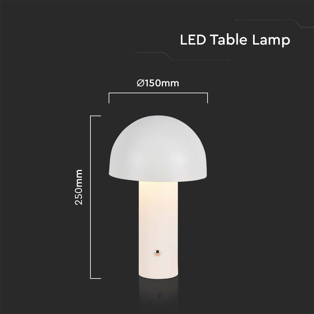 Lampka nocna LED zasilana bateryjnie / Wysokość:25cm / Bateria 1800mAh / Ściemnianie przez dotyk / Barwa:3w1 / Obudowa: Biała
