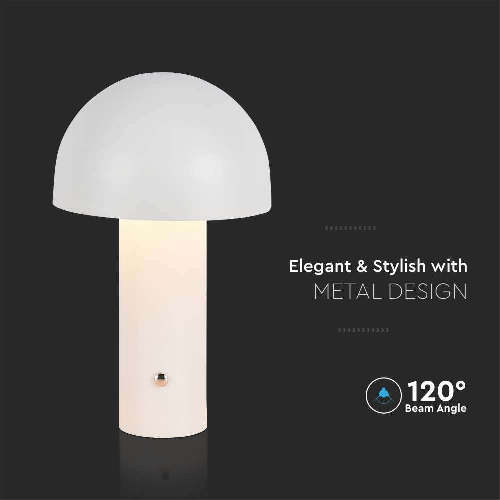 Lampka nocna LED zasilana bateryjnie / Wysokość:25cm / Bateria 1800mAh / Ściemnianie przez dotyk / Barwa:3w1 / Obudowa: Biała