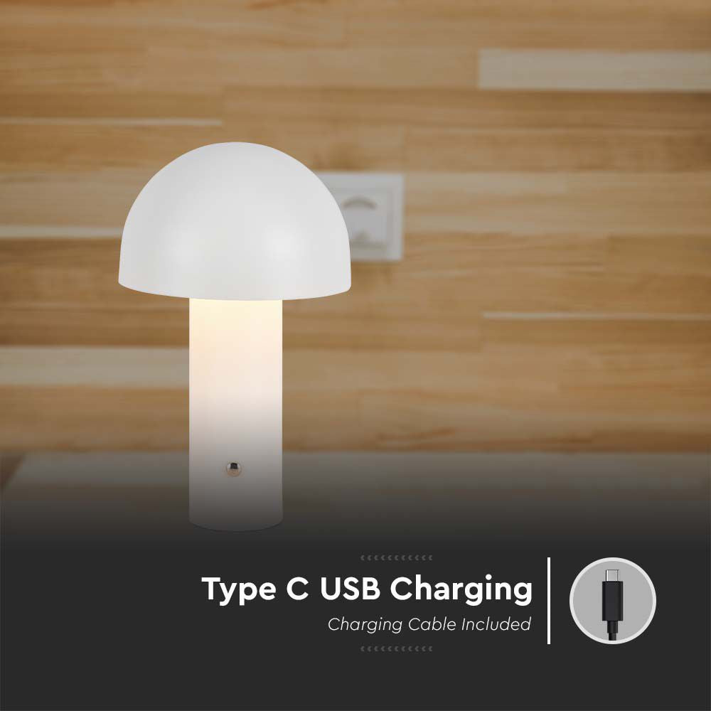 Lampka nocna LED zasilana bateryjnie / Wysokość:25cm / Bateria 1800mAh / Ściemnianie przez dotyk / Barwa:3w1 / Obudowa: Biała