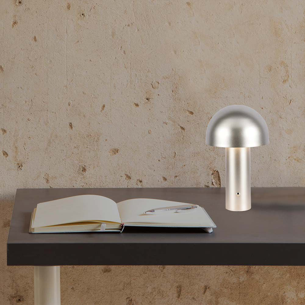 Lampka nocna LED zasilana bateryjnie / Wysokość:25cm / Bateria 1800mAh / Ściemnianie przez dotyk / Barwa:3w1 / Obudowa: Szampańskie złoto
