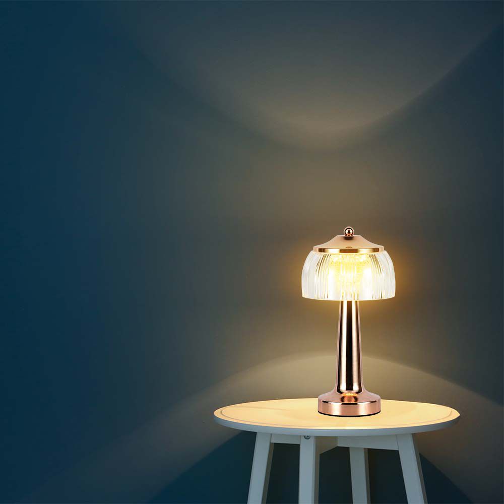 Lampka nocna LED zasilana bateryjnie / Wysokość:26,5cm / Bateria 1800mAh / Ściemnianie przez dotyk / Barwa:3w1 / Obudowa: Polerowane złoto