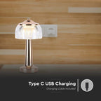 Lampka nocna LED zasilana bateryjnie / Wysokość:26,5cm / Bateria 1800mAh / Ściemnianie przez dotyk / Barwa:3w1 / Obudowa: Polerowane złoto