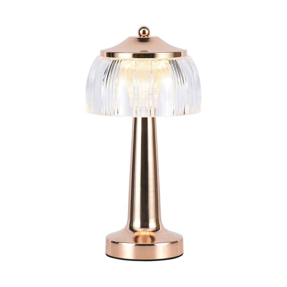 Lampka nocna LED zasilana bateryjnie / Wysokość:26,5cm / Bateria 1800mAh / Ściemnianie przez dotyk / Barwa:3w1 / Obudowa: Polerowane złoto
