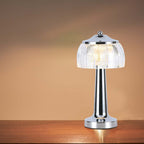 Lampka nocna LED zasilana bateryjnie / Wysokość:26,5cm / Bateria 1800mAh / Ściemnianie przez dotyk / Barwa:3w1 / Obudowa: Chrom