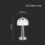Lampka nocna LED zasilana bateryjnie / Wysokość:26,5cm / Bateria 1800mAh / Ściemnianie przez dotyk / Barwa:3w1 / Obudowa: Chrom