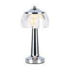 Lampka nocna LED zasilana bateryjnie / Wysokość:26,5cm / Bateria 1800mAh / Ściemnianie przez dotyk / Barwa:3w1 / Obudowa: Chrom
