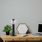 Lampka nocna LED zasilana bateryjnie / Wysokość:30cm / Bateria 1800mAh / Ściemnianie przez dotyk / Barwa:3000k / Obudowa: Czarna