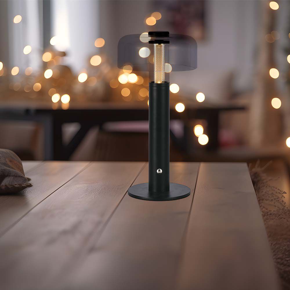 Lampka nocna LED zasilana bateryjnie / Wysokość:30cm / Bateria 1800mAh / Ściemnianie przez dotyk / Barwa:3000k / Obudowa: Czarna