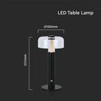Lampka nocna LED zasilana bateryjnie / Wysokość:30cm / Bateria 1800mAh / Ściemnianie przez dotyk / Barwa:3000k / Obudowa: Czarna