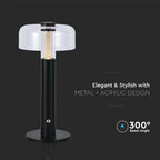 Lampka nocna LED zasilana bateryjnie / Wysokość:30cm / Bateria 1800mAh / Ściemnianie przez dotyk / Barwa:3000k / Obudowa: Czarna