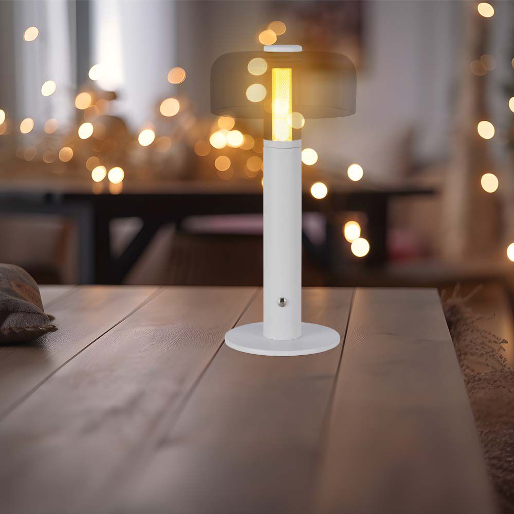 Lampka nocna LED zasilana bateryjnie / Wysokość:30cm / Bateria 1800mAh / Ściemnianie przez dotyk / Barwa:3000k / Obudowa: Biała