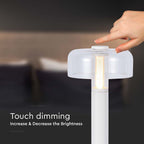 Lampka nocna LED zasilana bateryjnie / Wysokość:30cm / Bateria 1800mAh / Ściemnianie przez dotyk / Barwa:3000k / Obudowa: Biała
