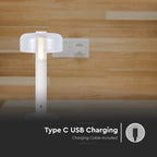 Lampka nocna LED zasilana bateryjnie / Wysokość:30cm / Bateria 1800mAh / Ściemnianie przez dotyk / Barwa:3000k / Obudowa: Biała