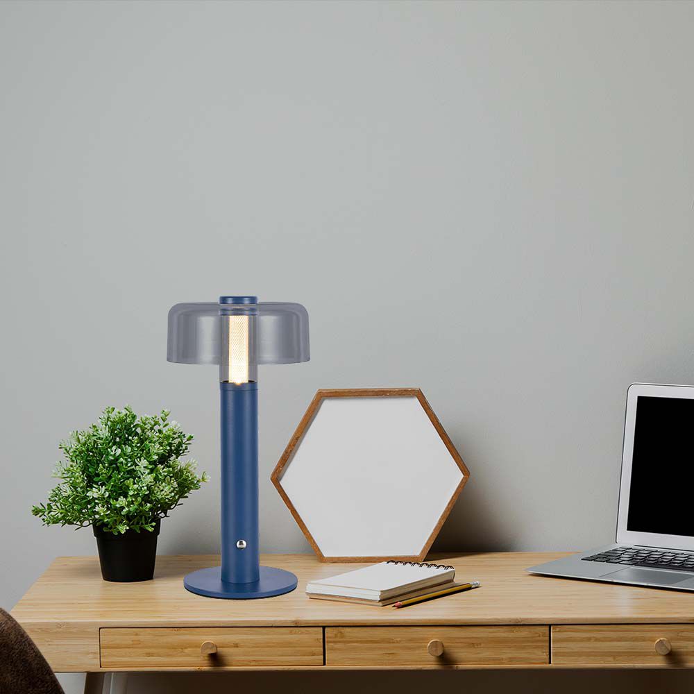 Lampka nocna LED zasilana bateryjnie / Wysokość:30cm / Bateria 1800mAh / Ściemnianie przez dotyk / Barwa:3000k / Obudowa: Fioletowa