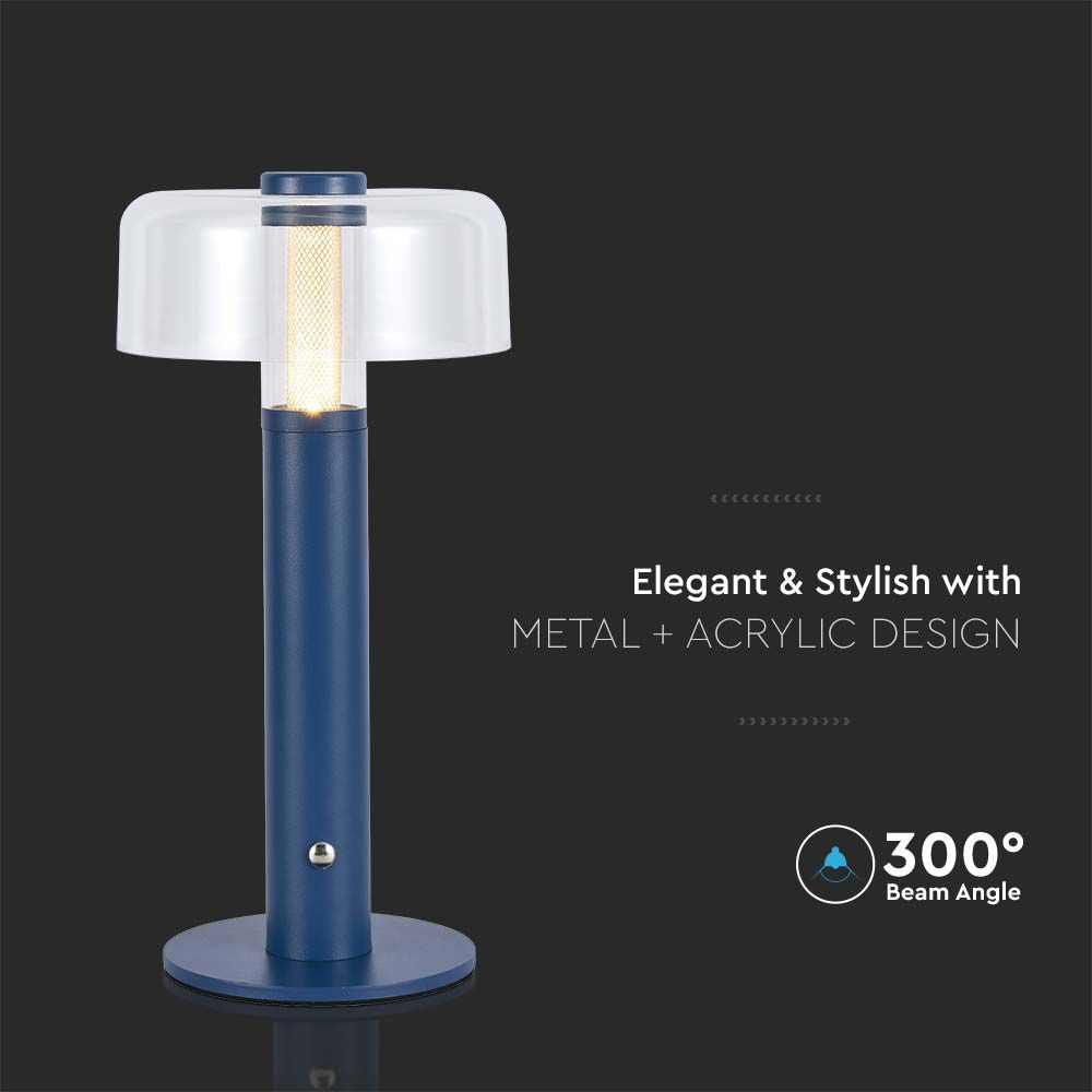 Lampka nocna LED zasilana bateryjnie / Wysokość:30cm / Bateria 1800mAh / Ściemnianie przez dotyk / Barwa:3000k / Obudowa: Fioletowa