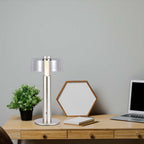 Lampka nocna LED zasilana bateryjnie / Wysokość:30cm / Bateria 1800mAh / Ściemnianie przez dotyk / Barwa:3000k / Obudowa: Szampańskie złoto