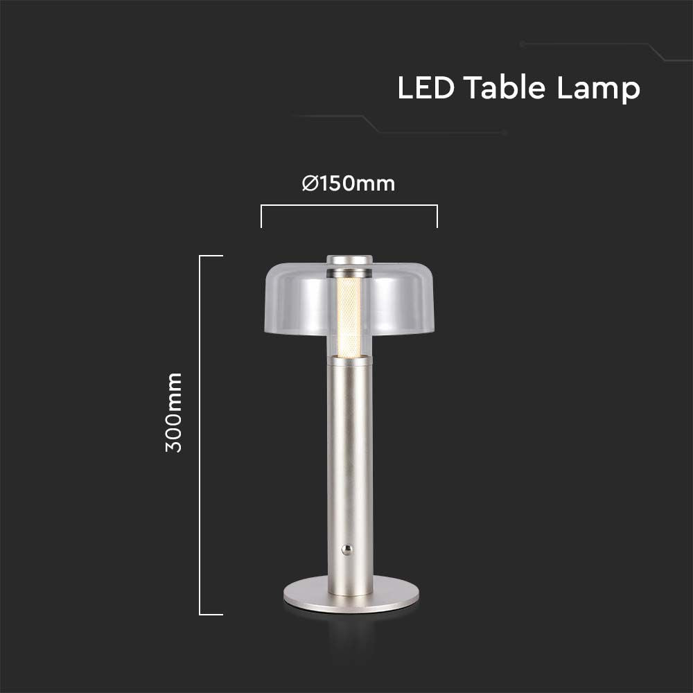 Lampka nocna LED zasilana bateryjnie / Wysokość:30cm / Bateria 1800mAh / Ściemnianie przez dotyk / Barwa:3000k / Obudowa: Szampańskie złoto