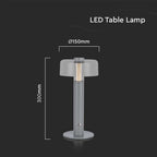Lampka nocna LED zasilana bateryjnie / Wysokość:30cm / Bateria 1800mAh / Ściemnianie przez dotyk / Barwa:3000k / Obudowa: Szara
