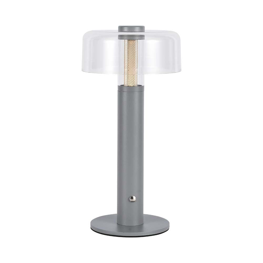 Lampka nocna LED zasilana bateryjnie / Wysokość:30cm / Bateria 1800mAh / Ściemnianie przez dotyk / Barwa:3000k / Obudowa: Szara
