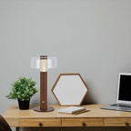 Lampka nocna LED zasilana bateryjnie / Wysokość:30cm / Bateria 1800mAh / Ściemnianie przez dotyk / Barwa:3000k / Obudowa: Brązowa