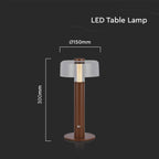 Lampka nocna LED zasilana bateryjnie / Wysokość:30cm / Bateria 1800mAh / Ściemnianie przez dotyk / Barwa:3000k / Obudowa: Brązowa