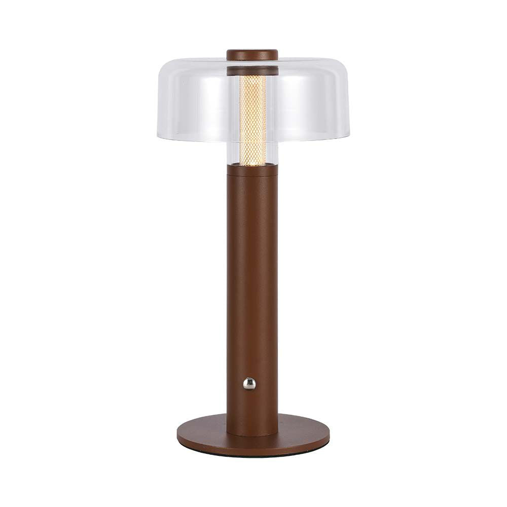 Lampka nocna LED zasilana bateryjnie / Wysokość:30cm / Bateria 1800mAh / Ściemnianie przez dotyk / Barwa:3000k / Obudowa: Brązowa