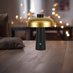 Lampka nocna LED zasilana bateryjnie / Wysokość:24cm / Bateria 1800mAh / Ściemnianie przez dotyk / Barwa:3w1 / Obudowa: Czarna + złoty
