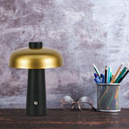 Lampka nocna LED zasilana bateryjnie / Wysokość:24cm / Bateria 1800mAh / Ściemnianie przez dotyk / Barwa:3w1 / Obudowa: Czarna + złoty