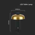 Lampka nocna LED zasilana bateryjnie / Wysokość:24cm / Bateria 1800mAh / Ściemnianie przez dotyk / Barwa:3w1 / Obudowa: Czarna + złoty