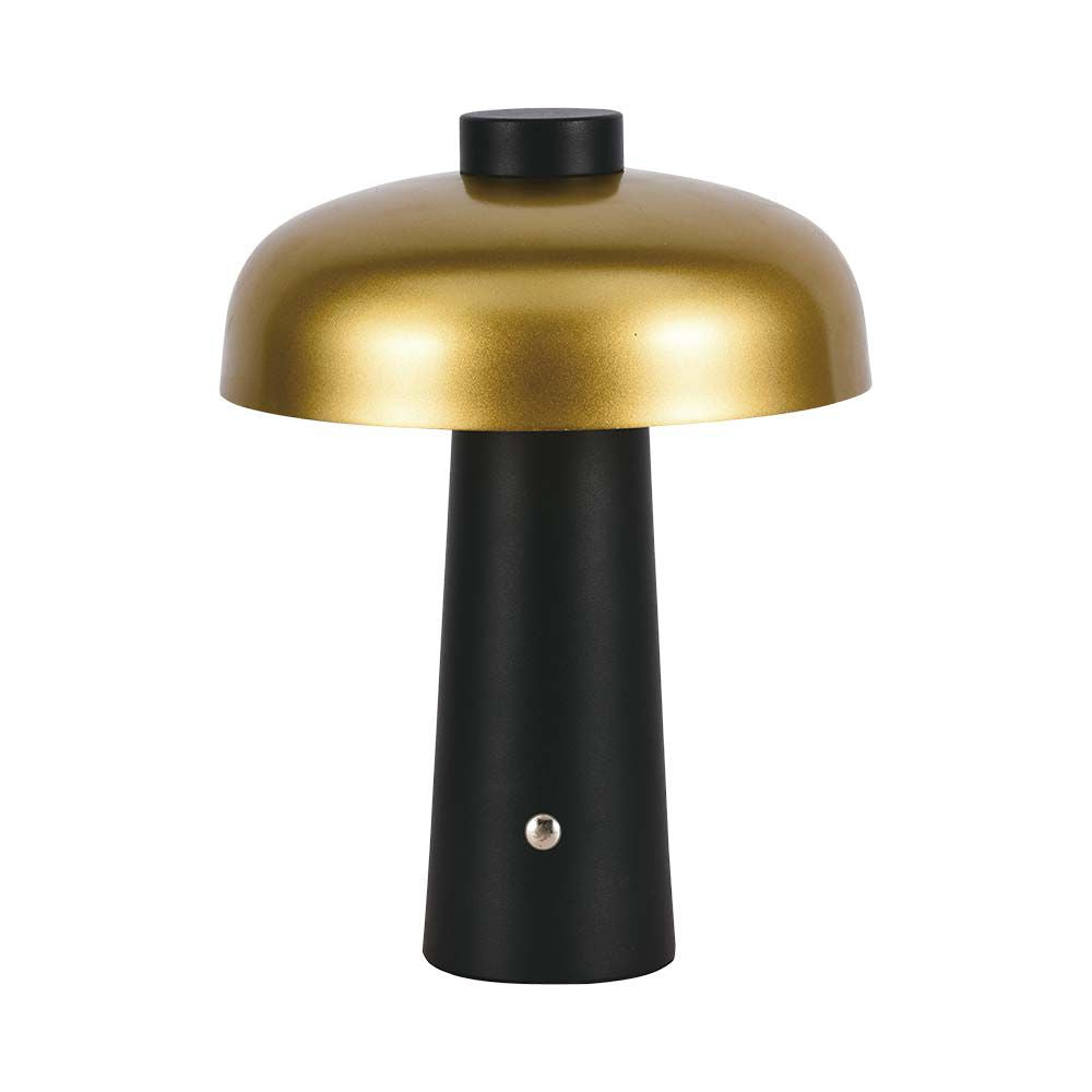 Lampka nocna LED zasilana bateryjnie / Wysokość:24cm / Bateria 1800mAh / Ściemnianie przez dotyk / Barwa:3w1 / Obudowa: Czarna + złoty