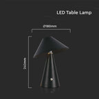 Lampka nocna LED zasilana bateryjnie / Wysokość:24cm / Bateria 1800mAh / Ściemnianie przez dotyk / Barwa:3w1 / Obudowa: Czarna