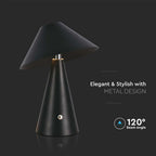 Lampka nocna LED zasilana bateryjnie / Wysokość:24cm / Bateria 1800mAh / Ściemnianie przez dotyk / Barwa:3w1 / Obudowa: Czarna
