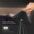 Lampka nocna LED zasilana bateryjnie / Wysokość:24cm / Bateria 1800mAh / Ściemnianie przez dotyk / Barwa:3w1 / Obudowa: Czarna