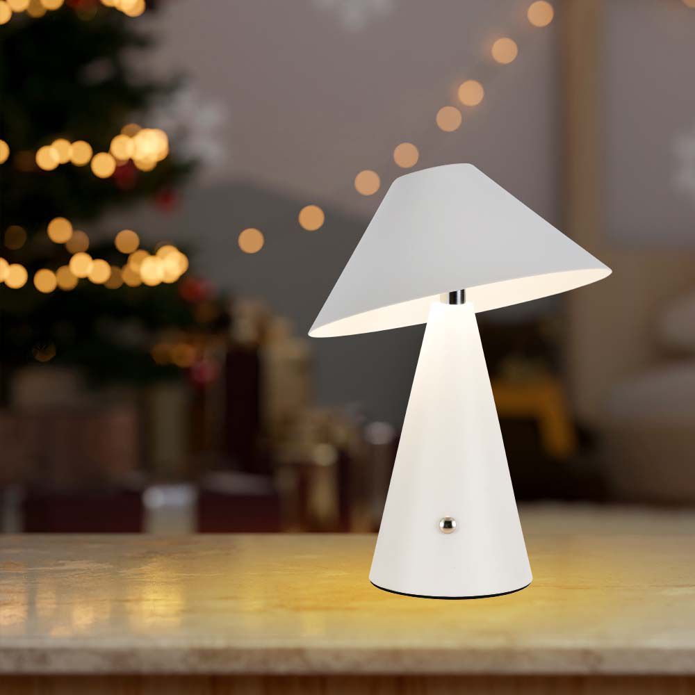Lampka nocna LED zasilana bateryjnie / Wysokość:24cm / Bateria 1800mAh / Ściemnianie przez dotyk / Barwa:3w1 / Obudowa: Biała