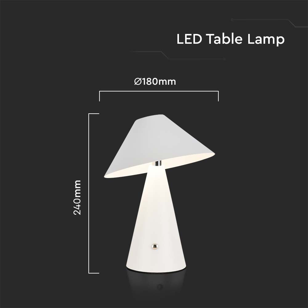 Lampka nocna LED zasilana bateryjnie / Wysokość:24cm / Bateria 1800mAh / Ściemnianie przez dotyk / Barwa:3w1 / Obudowa: Biała