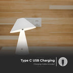 Lampka nocna LED zasilana bateryjnie / Wysokość:24cm / Bateria 1800mAh / Ściemnianie przez dotyk / Barwa:3w1 / Obudowa: Biała