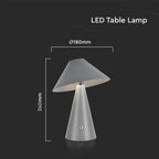 Lampka nocna LED zasilana bateryjnie / Wysokość:24cm / Bateria 1800mAh / Ściemnianie przez dotyk / Barwa:3w1 / Obudowa: Szara