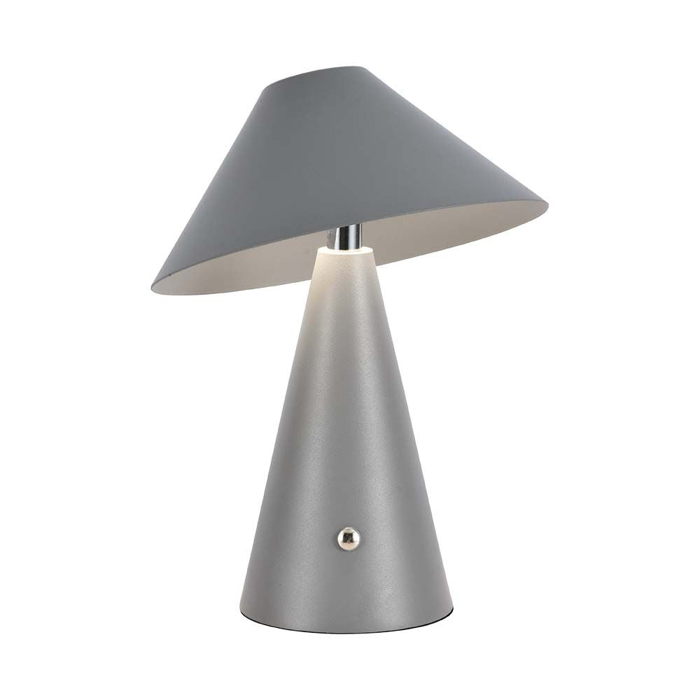 Lampka nocna LED zasilana bateryjnie / Wysokość:24cm / Bateria 1800mAh / Ściemnianie przez dotyk / Barwa:3w1 / Obudowa: Szara