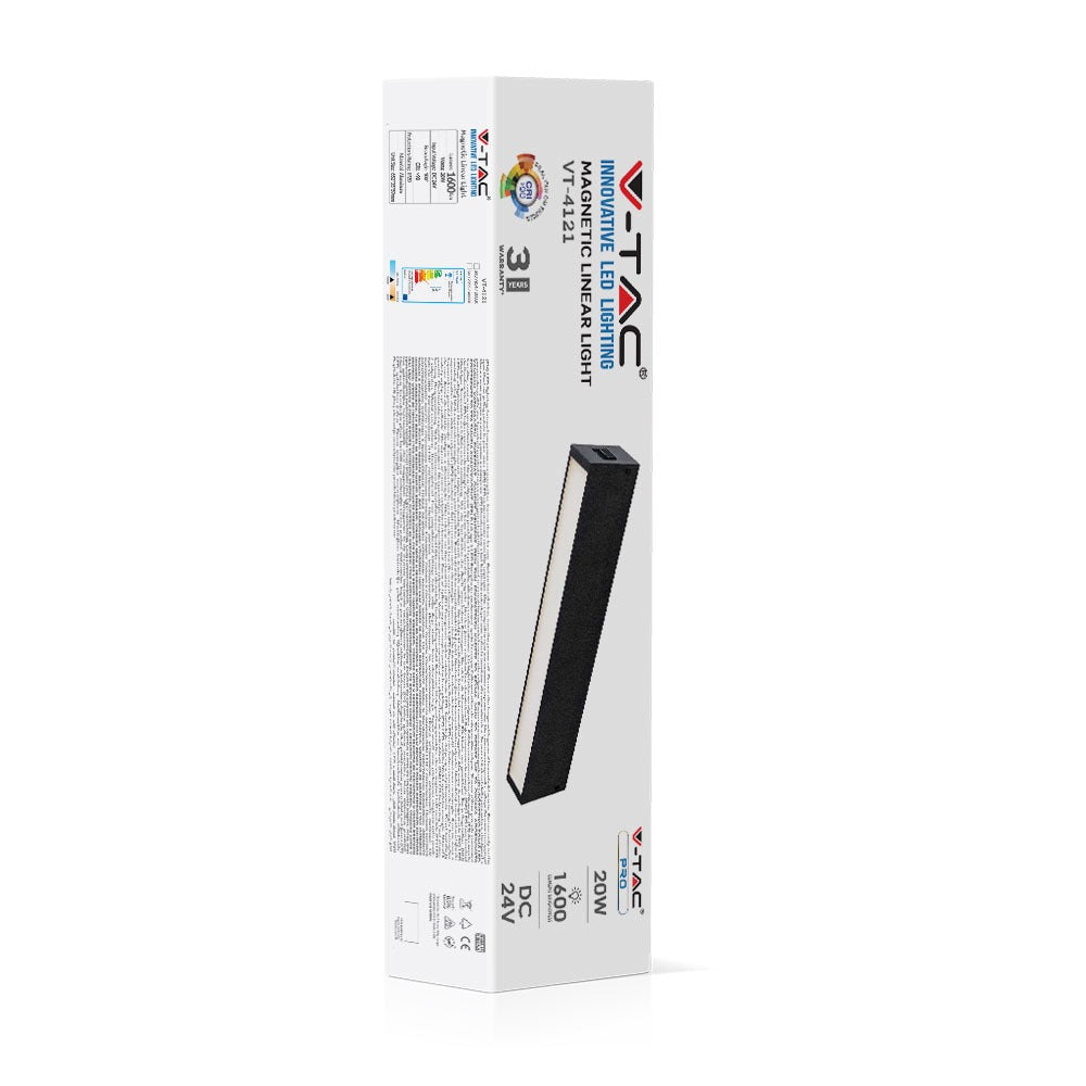 20W Lampa liniowa LED na szynoprzewód MAGNETIC / Barwa:4000K/ Czarny / IP20 / Zasilanie:24V