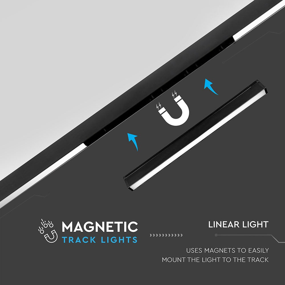 20W Lampa liniowa LED na szynoprzewód MAGNETIC / Barwa:3000K / Czarny / IP20 / Zasilanie:24V