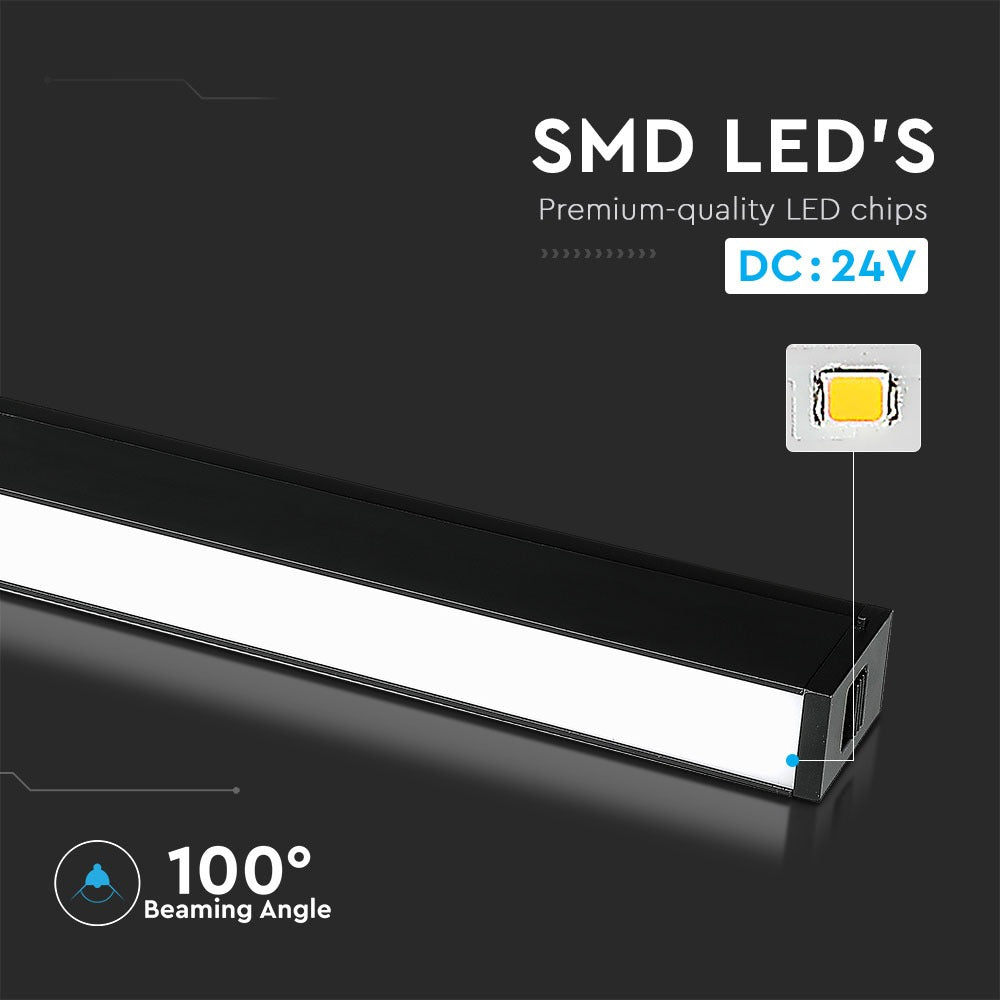 20W Lampa liniowa LED na szynoprzewód MAGNETIC / Barwa:3000K / Czarny / IP20 / Zasilanie:24V