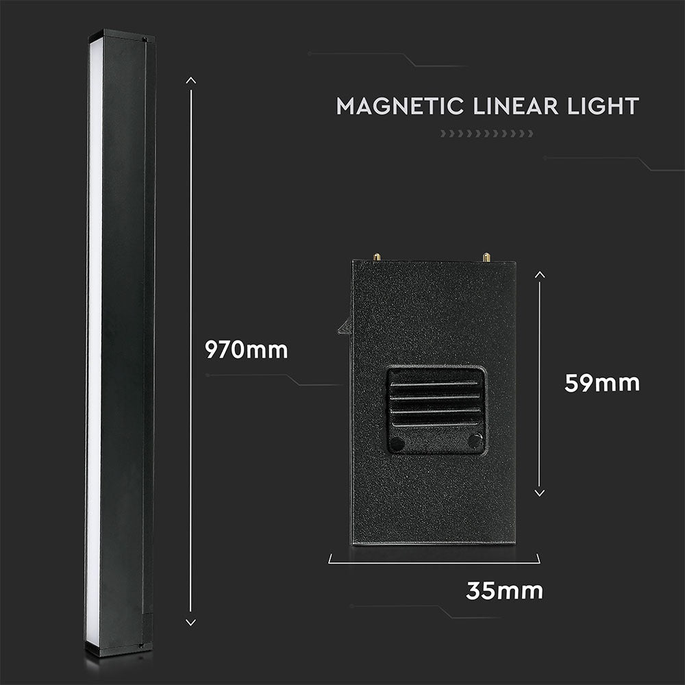 30W Lampa liniowa LED na szynoprzewód MAGNETIC / Barwa:4000K/ Czarny / IP20 / Zasilanie:24V
