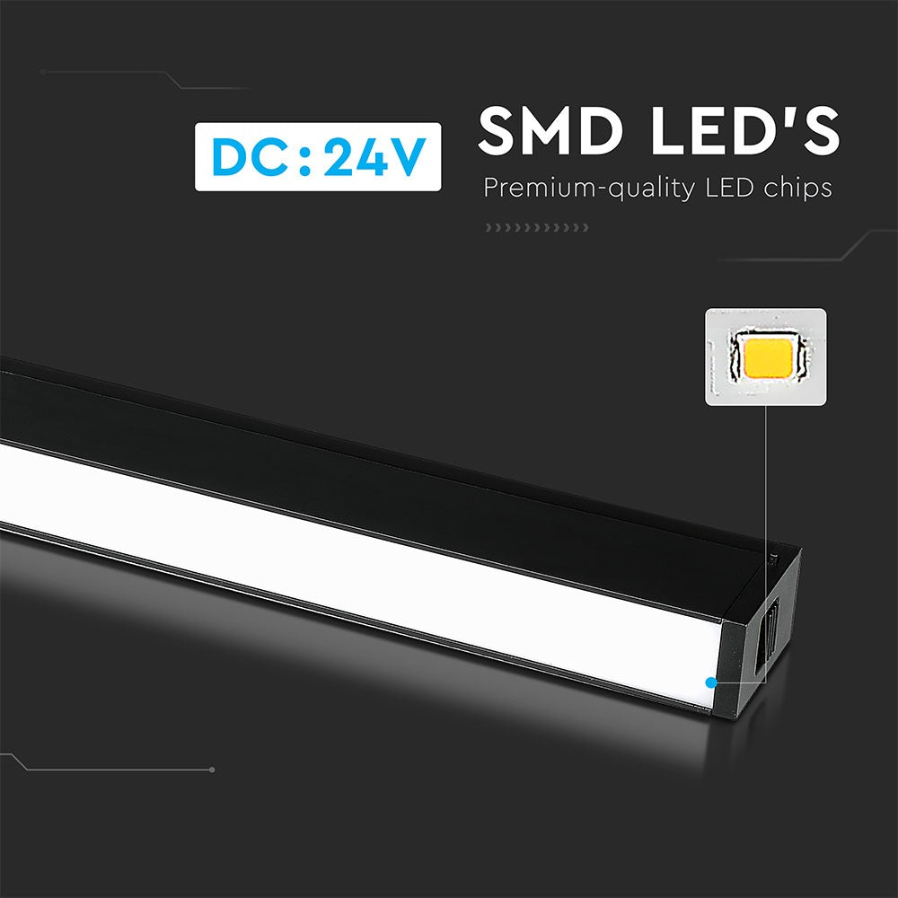 30W Lampa liniowa LED na szynoprzewód MAGNETIC / Barwa:3000K / Czarny / IP20 / Zasilanie:24V