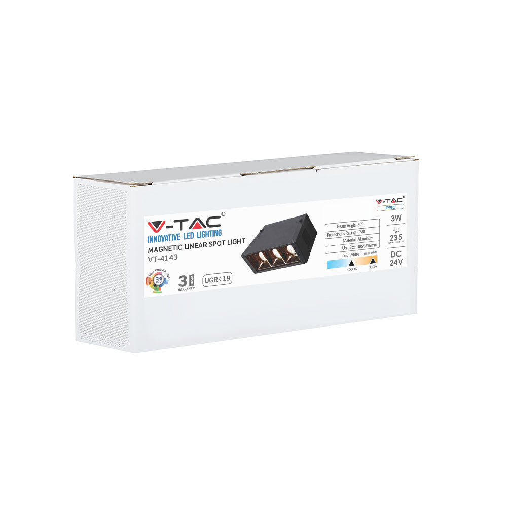 3*1W Punkt świetlny LED MAGNETIC / Barwa:3000K / Czarny / IP20 / Zasilanie:24V